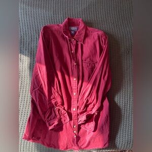 Men's Deep Red Casual Button Down Shirt
